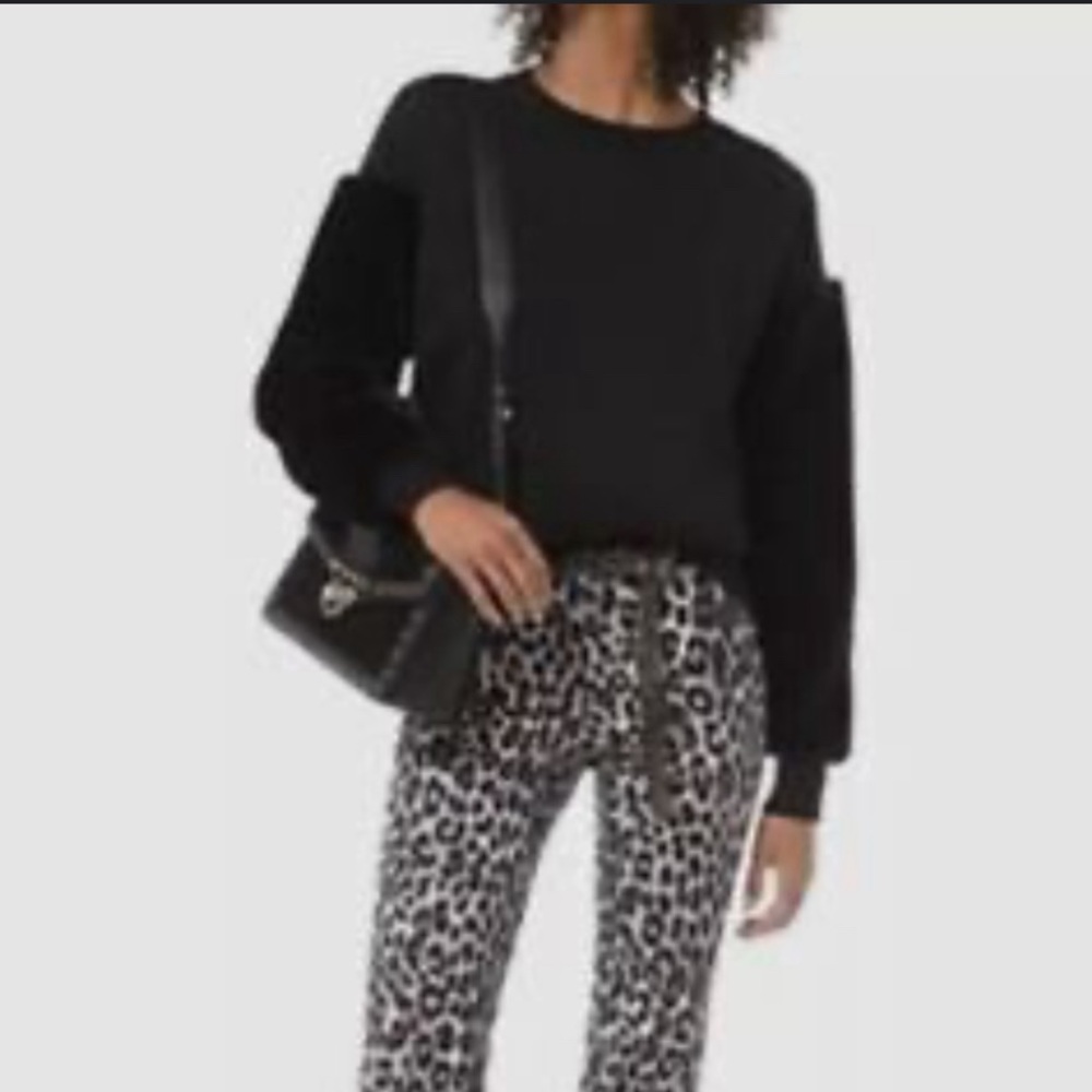 Black Michael Kors Fur sleeve sweater